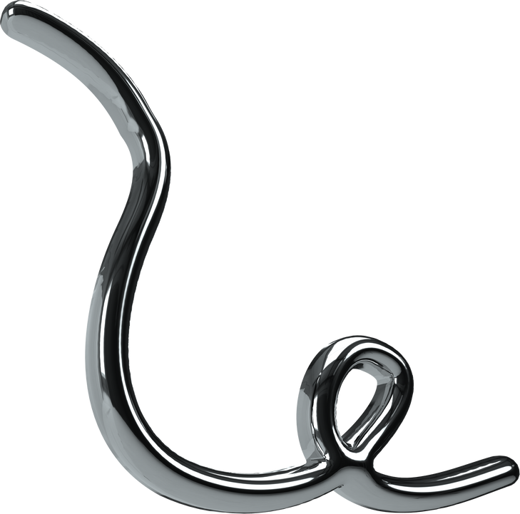 3D Silver Chrome Shape Simple Squiggle Blob
